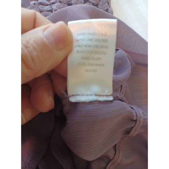 Daniel Rainn amethyst boho blouse L crochet semi-sheer peasant pullover top - Picture 9 of 9